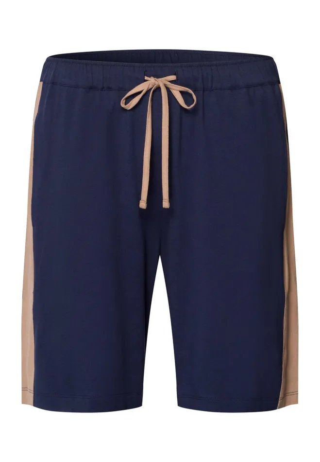 Cotton Drawstring Shorts Deep Navy Men HANRO Pajama Bottoms
