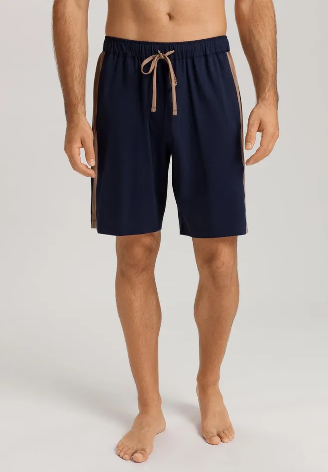 Cotton Drawstring Shorts Deep Navy Men HANRO Pajama Bottoms