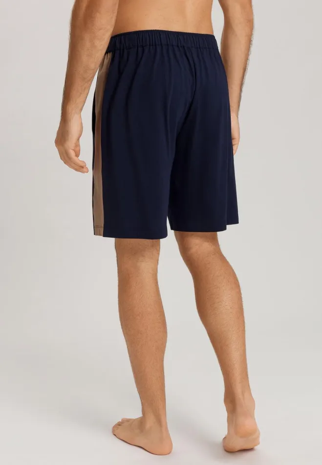 Cotton Drawstring Shorts Deep Navy Men HANRO Pajama Bottoms
