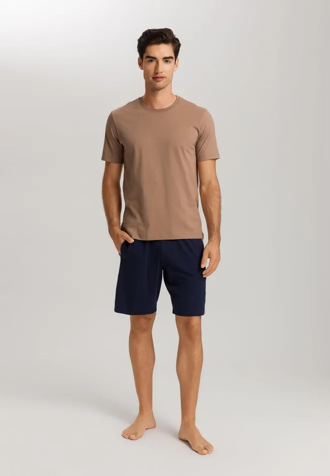 Cotton Drawstring Shorts Deep Navy Men HANRO Pajama Bottoms