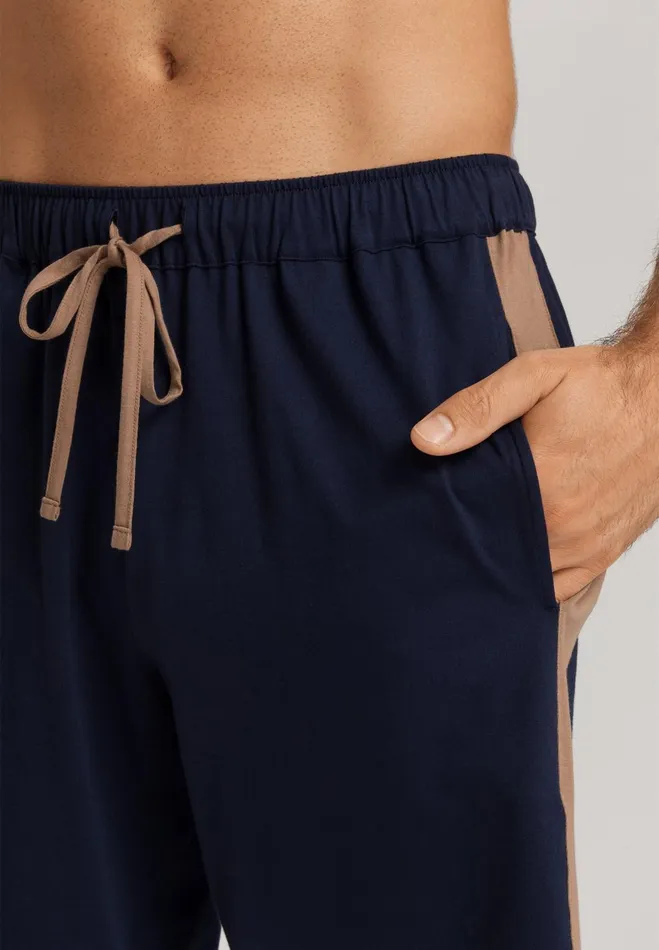 Cotton Drawstring Shorts Deep Navy Men HANRO Pajama Bottoms