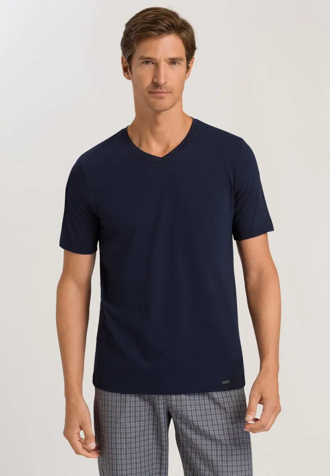 Cotton VNeck TShirt Deep Navy Men HANRO Pajama Tops