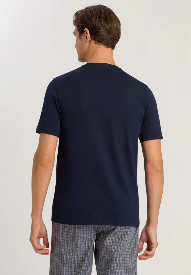 Cotton VNeck TShirt Deep Navy Men HANRO Pajama Tops
