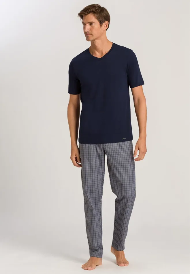 Cotton VNeck TShirt Deep Navy Men HANRO Pajama Tops