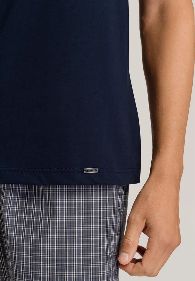 Cotton VNeck TShirt Deep Navy Men HANRO Pajama Tops