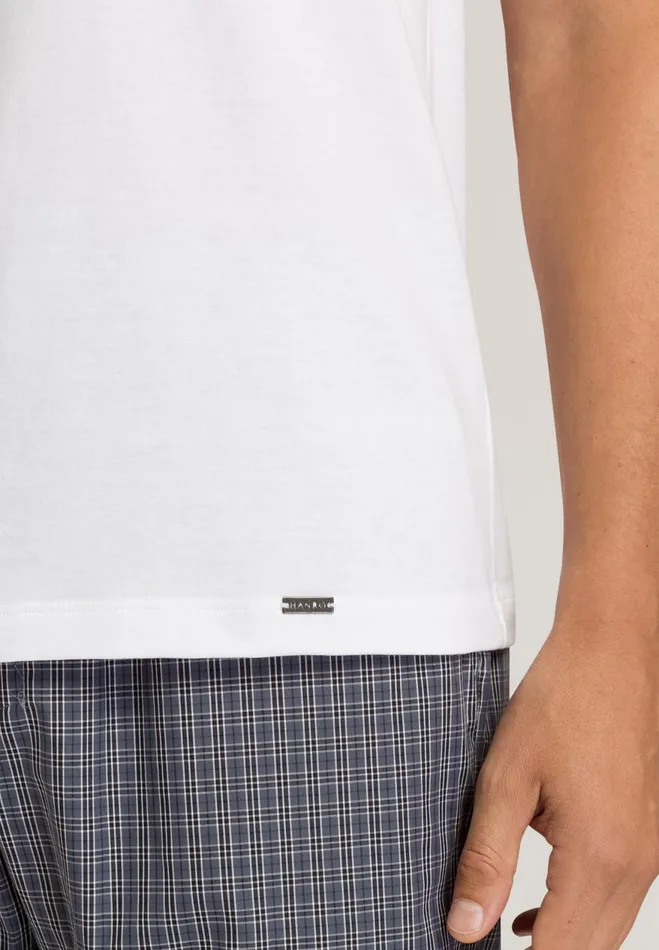 Cotton VNeck TShirt White Men HANRO Pajama Tops