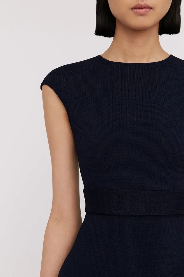 CREPE KNIT CAP SLEEVE DRESS NAVY Dresses Scanlan Theodore Women
