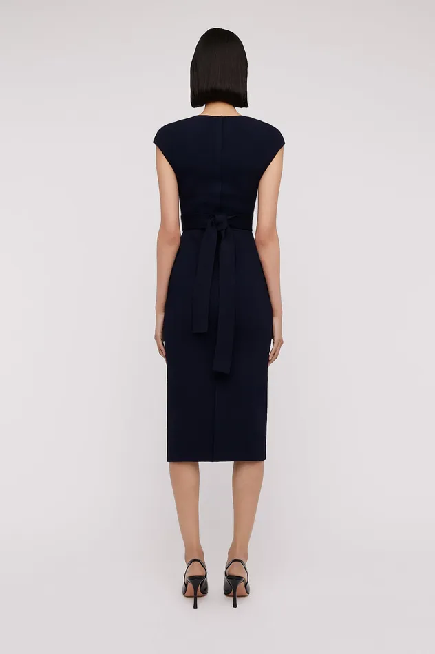CREPE KNIT CAP SLEEVE DRESS NAVY Dresses Scanlan Theodore Women