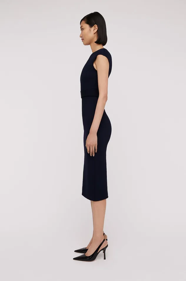 CREPE KNIT CAP SLEEVE DRESS NAVY Dresses Scanlan Theodore Women