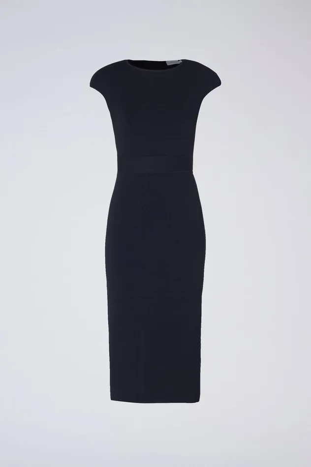 CREPE KNIT CAP SLEEVE DRESS NAVY Dresses Scanlan Theodore Women