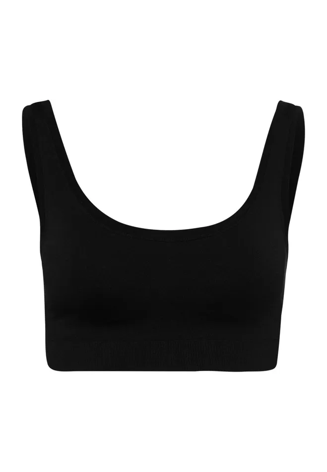 Crop Top Padded Black Women HANRO Wireless Bras