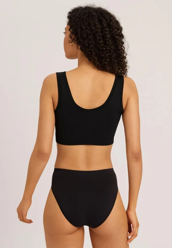 Crop Top Padded Black Women HANRO Wireless Bras