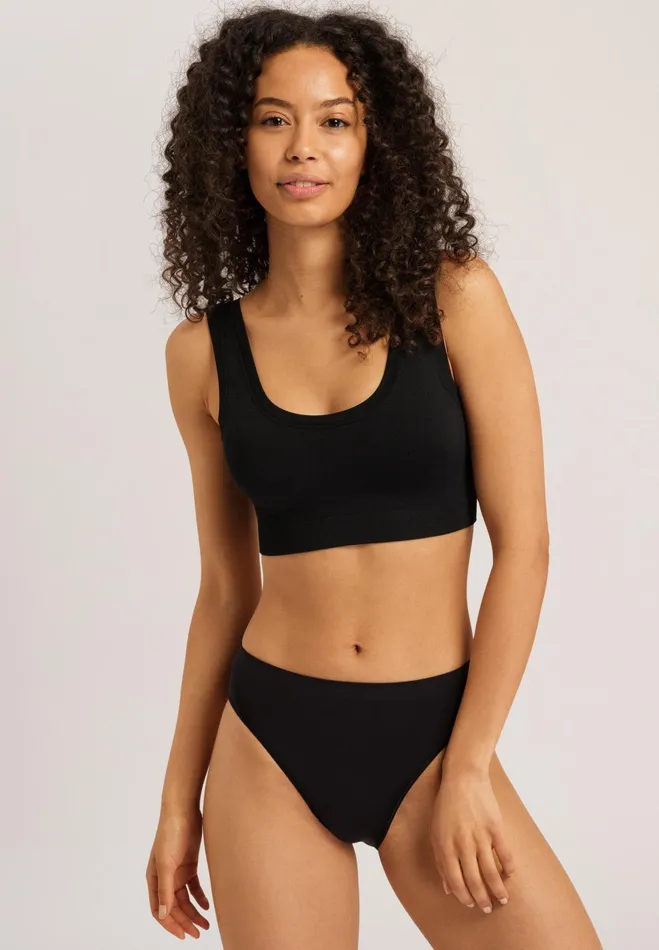 Crop Top Padded Black Women HANRO Wireless Bras