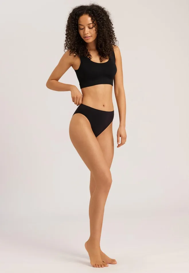 Crop Top Padded Black Women HANRO Wireless Bras