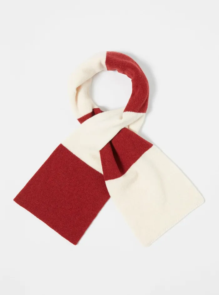 Deluxe Football Scarf In EcruRed Soft Wool Men Universal Works Scarves