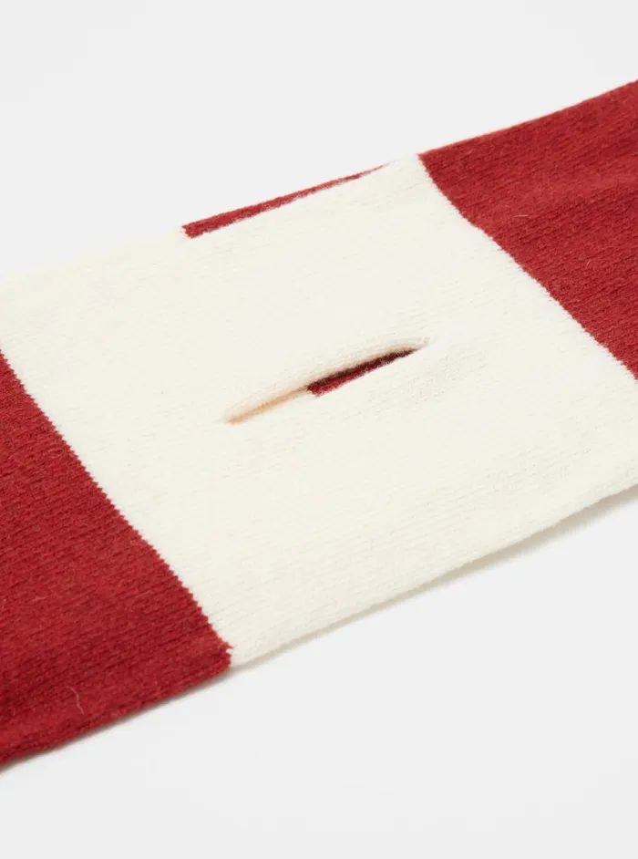 Deluxe Football Scarf In EcruRed Soft Wool Men Universal Works Scarves
