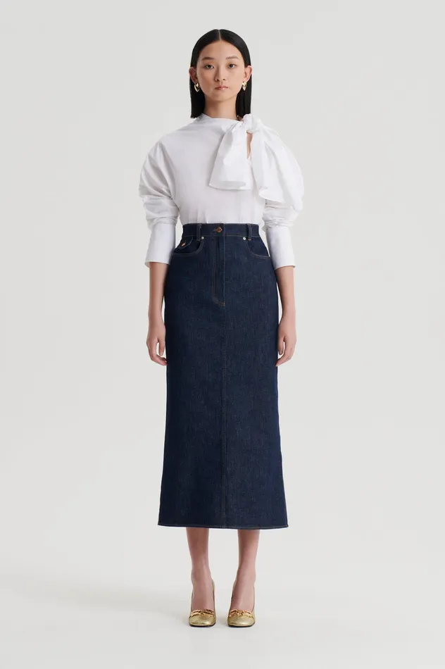 DENIM FIVE POCKET PENCIL SKIRT INDIGOB Skirts Scanlan Theodore Women