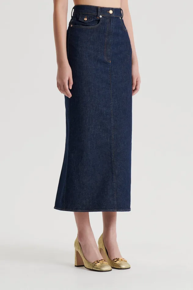 DENIM FIVE POCKET PENCIL SKIRT INDIGOB Skirts Scanlan Theodore Women