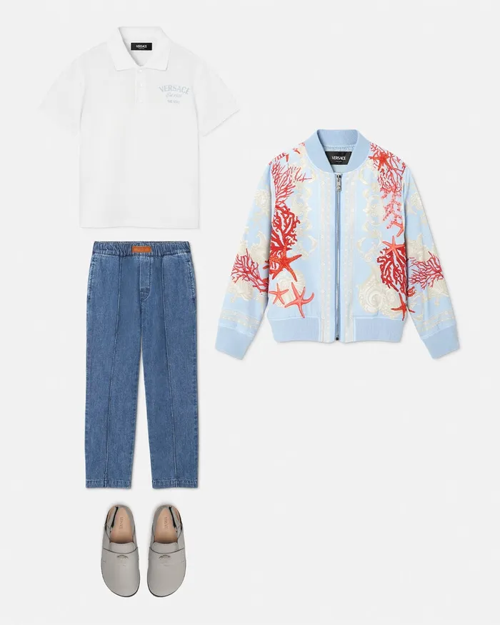 Denim Kids Versace Logo Jeans Blue