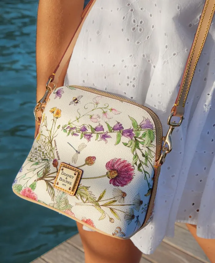 Dooney and Bourke Crossbodies Botanical Collection Zip Domed Crossbody White 8211 WomenMen