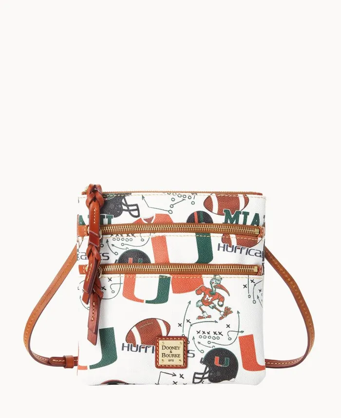 Dooney and Bourke Crossbodies Collegiate University Of Miami N S Triple Zip Crossbody U Of Miami 8211 WomenMen Dooney and Bourke Crossbodies Collegiate University Of Miami N S Triple Zip Crossbody U Of Miami 8211 WomenMen