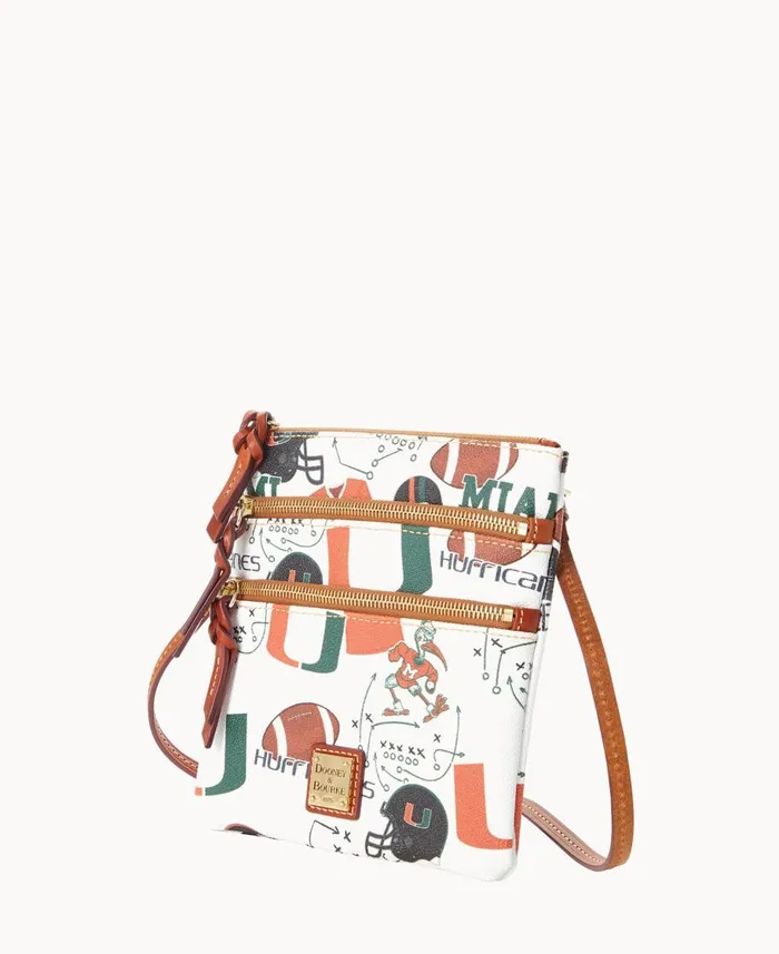 Dooney and Bourke Crossbodies Collegiate University Of Miami N S Triple Zip Crossbody U Of Miami 8211 WomenMen Dooney and Bourke Crossbodies Collegiate University Of Miami N S Triple Zip Crossbody U Of Miami 8211 WomenMen