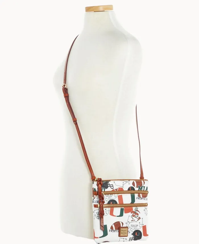 Dooney and Bourke Crossbodies Collegiate University Of Miami N S Triple Zip Crossbody U Of Miami 8211 WomenMen Dooney and Bourke Crossbodies Collegiate University Of Miami N S Triple Zip Crossbody U Of Miami 8211 WomenMen