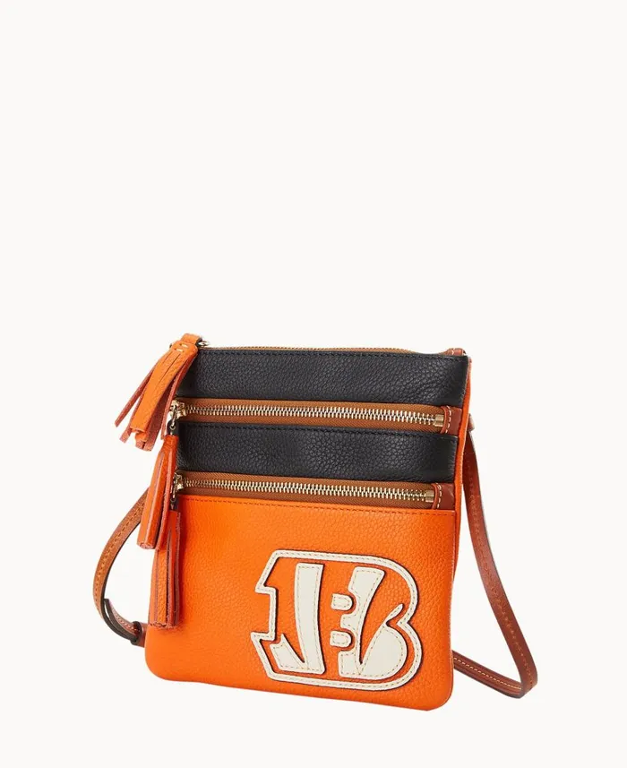 Dooney and Bourke Crossbodies NFL Bengals Triple Zip Crossbody Bengals 8211 WomenMen Dooney and Bourke Crossbodies NFL Bengals Triple Zip Crossbody Bengals 8211 WomenMen