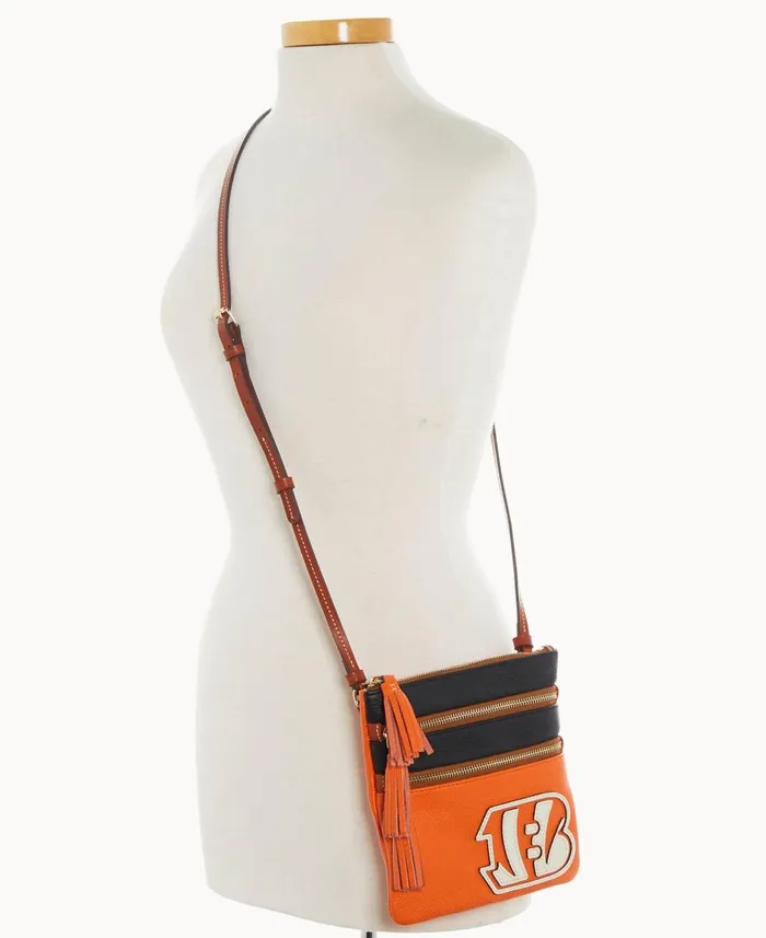 Dooney and Bourke Crossbodies NFL Bengals Triple Zip Crossbody Bengals 8211 WomenMen Dooney and Bourke Crossbodies NFL Bengals Triple Zip Crossbody Bengals 8211 WomenMen