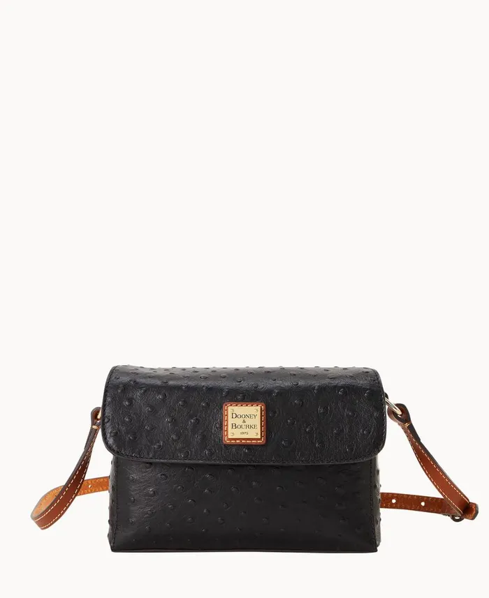 Dooney and Bourke Crossbodies Ostrich Rena Crossbody Black 8211 WomenMen