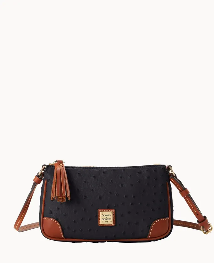 Dooney and Bourke Crossbodies Ostrich Slim Crossbody Black 8211 WomenMen