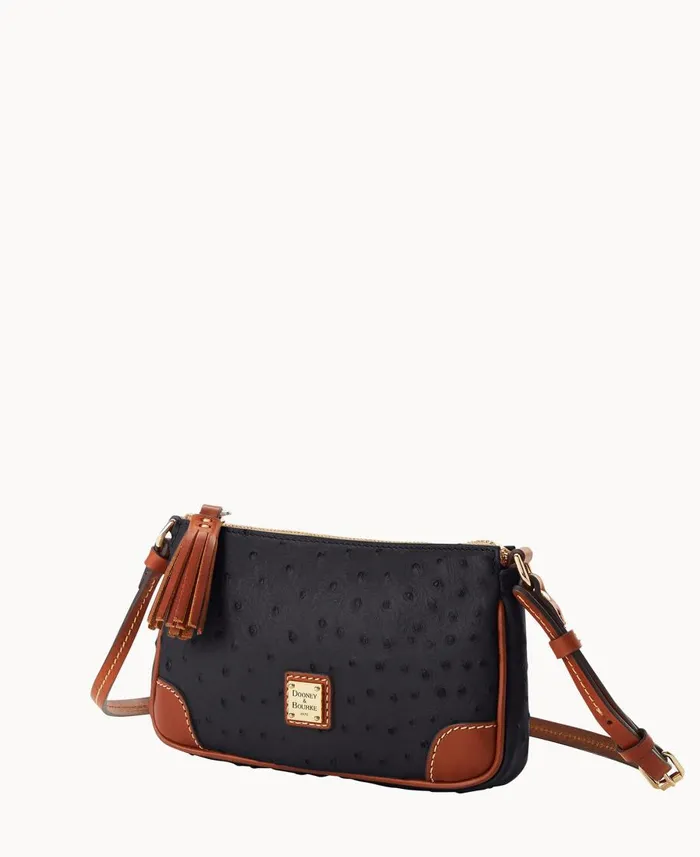 Dooney and Bourke Crossbodies Ostrich Slim Crossbody Black 8211 WomenMen