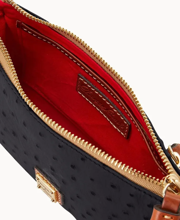 Dooney and Bourke Crossbodies Ostrich Slim Crossbody Black 8211 WomenMen