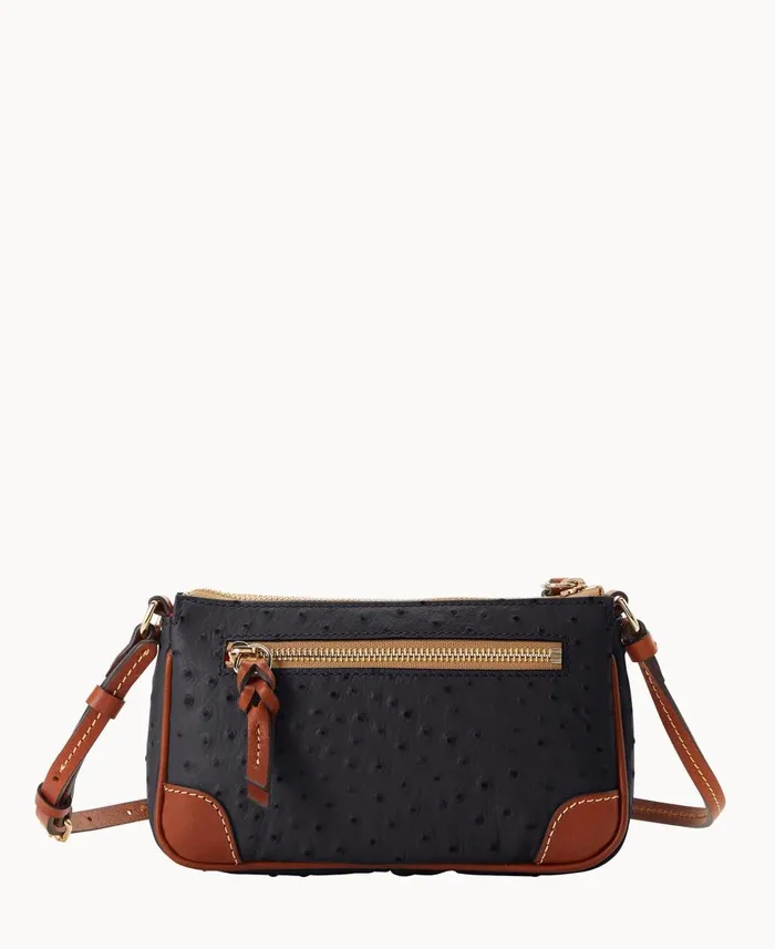 Dooney and Bourke Crossbodies Ostrich Slim Crossbody Black 8211 WomenMen