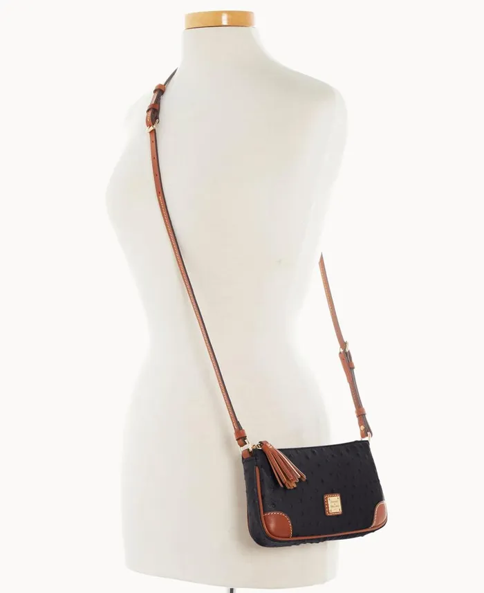 Dooney and Bourke Crossbodies Ostrich Slim Crossbody Black 8211 WomenMen