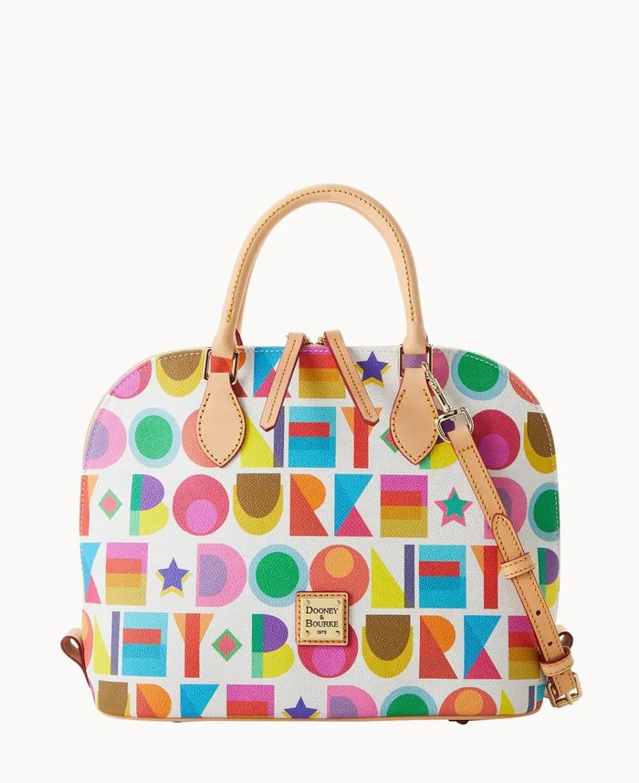 Dooney and Bourke Satchels Art Deco Zip Zip Satchel White 8211 WomenMen