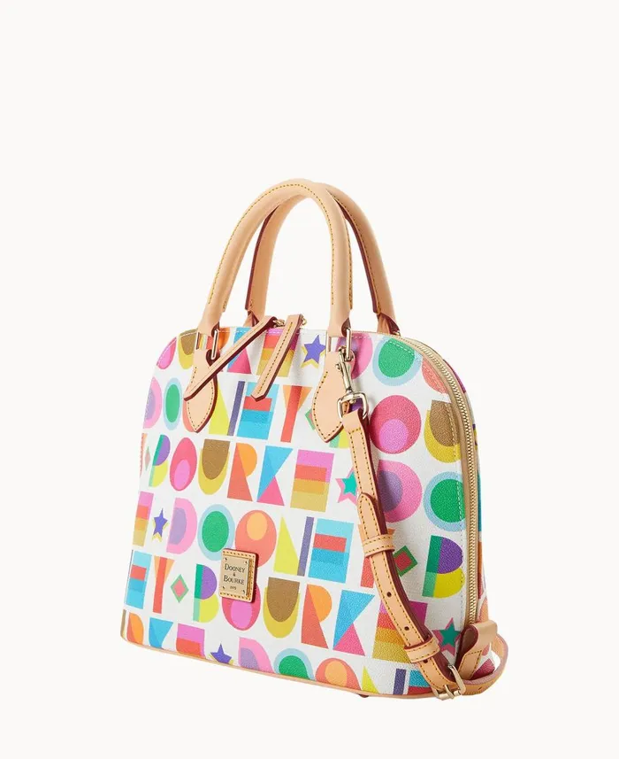 Dooney and Bourke Satchels Art Deco Zip Zip Satchel White 8211 WomenMen