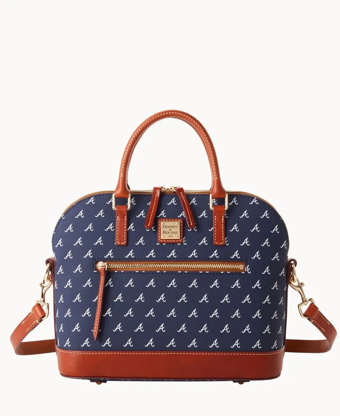 Dooney and Bourke Satchels MLB Braves Domed Zip Satchel Braves 8211 WomenMen