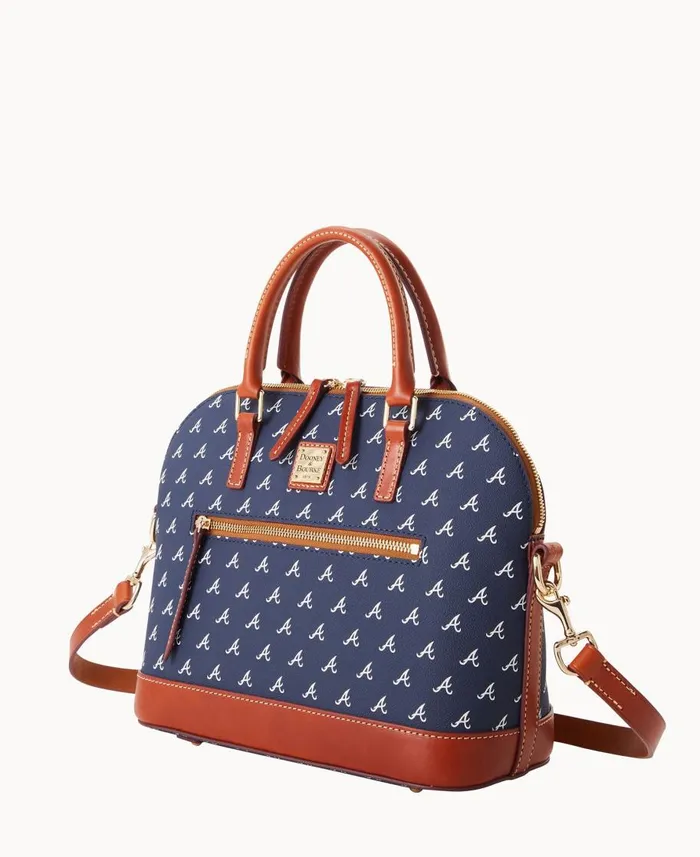 Dooney and Bourke Satchels MLB Braves Domed Zip Satchel Braves 8211 WomenMen