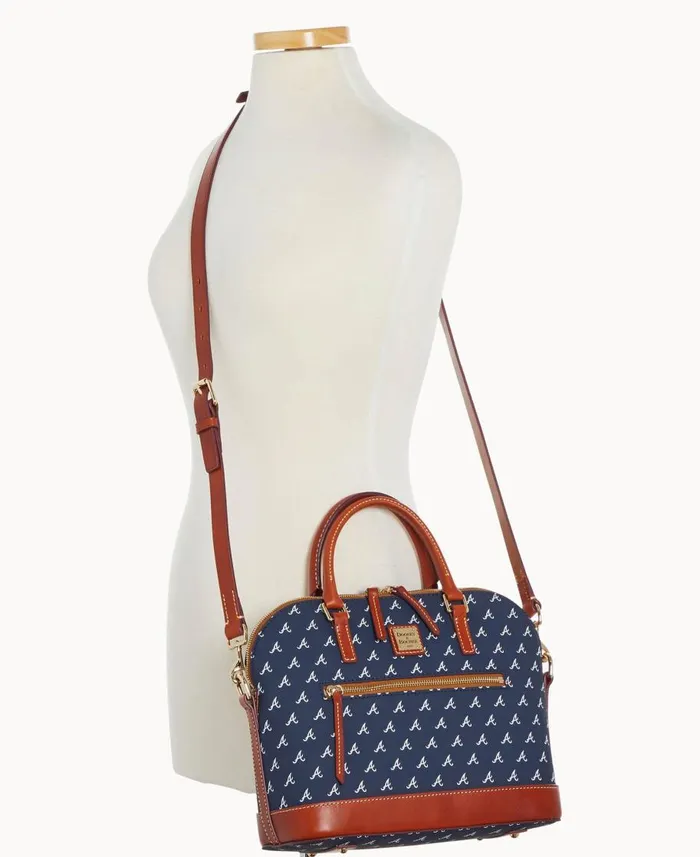 Dooney and Bourke Satchels MLB Braves Domed Zip Satchel Braves 8211 WomenMen