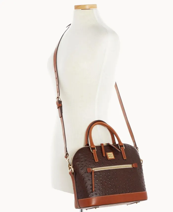 Dooney and Bourke Satchels Ostrich Domed Zip Satchel Brown Tmoro 8211 WomenMen Dooney and Bourke Satchels Ostrich Domed Zip Satchel Brown Tmoro 8211 WomenMen