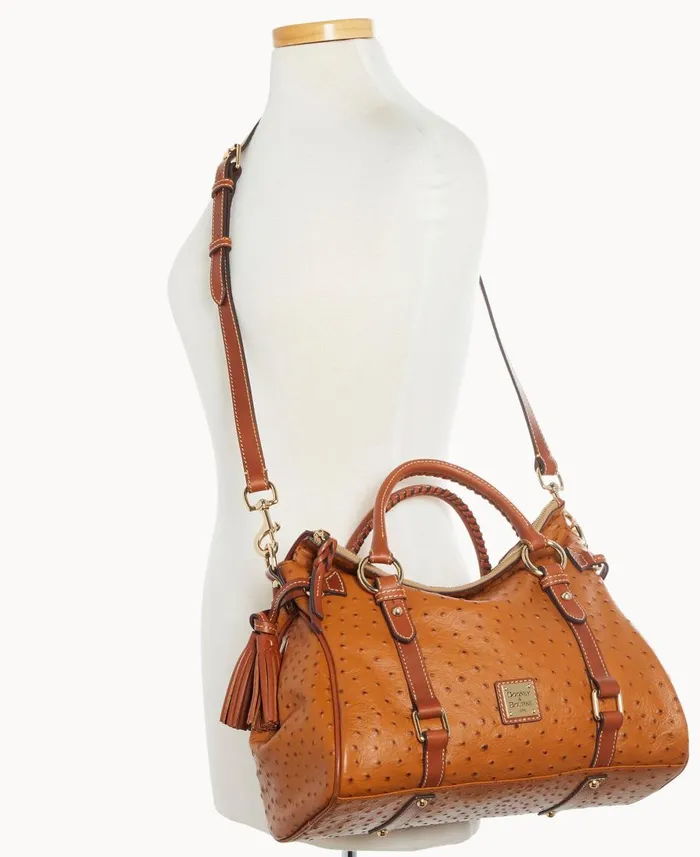 Dooney and Bourke Satchels Ostrich Large Satchel Caramel 8211 WomenMen
