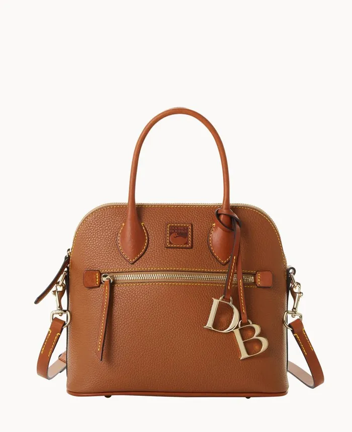 Dooney and Bourke Satchels Pebble Grain Domed Satchel Caramel 8211 WomenMen