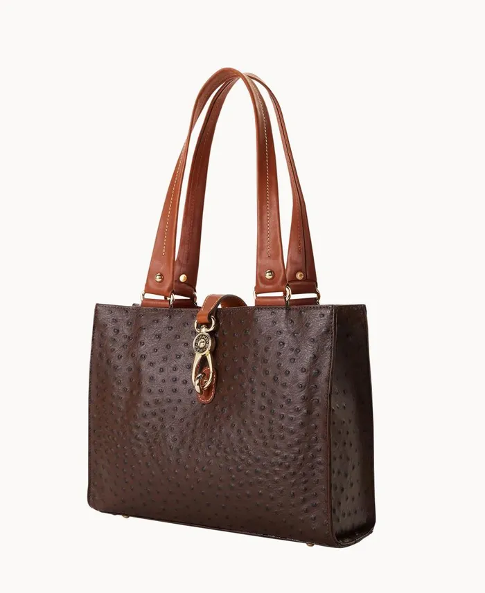 Dooney and Bourke Totes Ostrich Medium Logo Lock Tote Brown Tmoro 8211 WomenMen Dooney and Bourke Totes Ostrich Medium Logo Lock Tote Brown Tmoro 8211 WomenMen