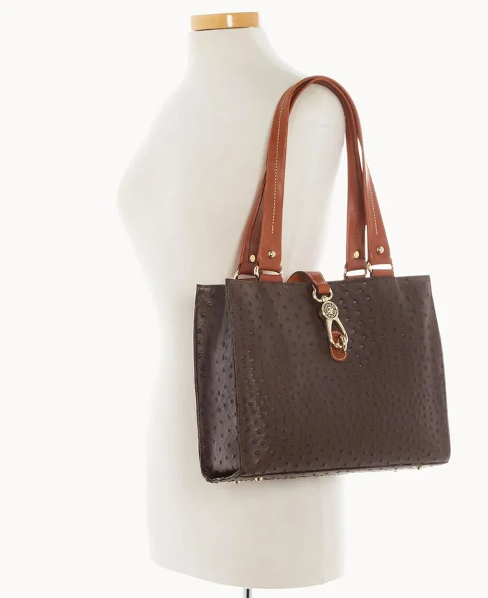 Dooney and Bourke Totes Ostrich Medium Logo Lock Tote Brown Tmoro 8211 WomenMen Dooney and Bourke Totes Ostrich Medium Logo Lock Tote Brown Tmoro 8211 WomenMen