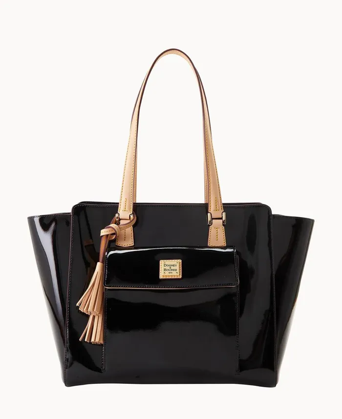 Dooney and Bourke Totes Patent East West Shopper Black 8211 WomenMen