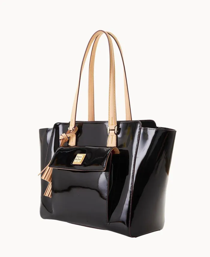 Dooney and Bourke Totes Patent East West Shopper Black 8211 WomenMen