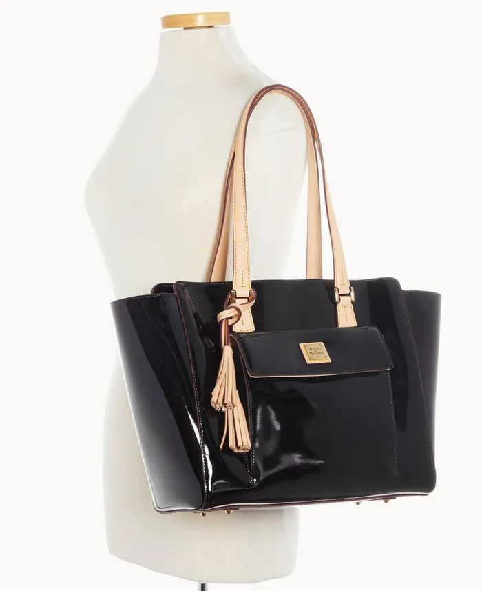 Dooney and Bourke Totes Patent East West Shopper Black 8211 WomenMen