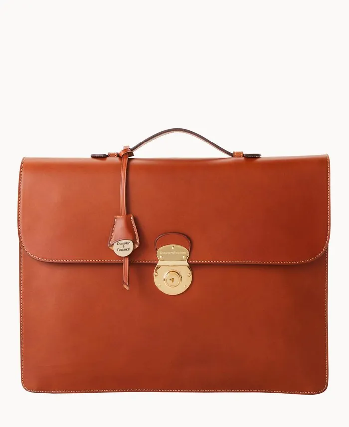 Dooney and Bourke Travel Alto Small Gusset Briefcase Saddle 8211 WomenMen