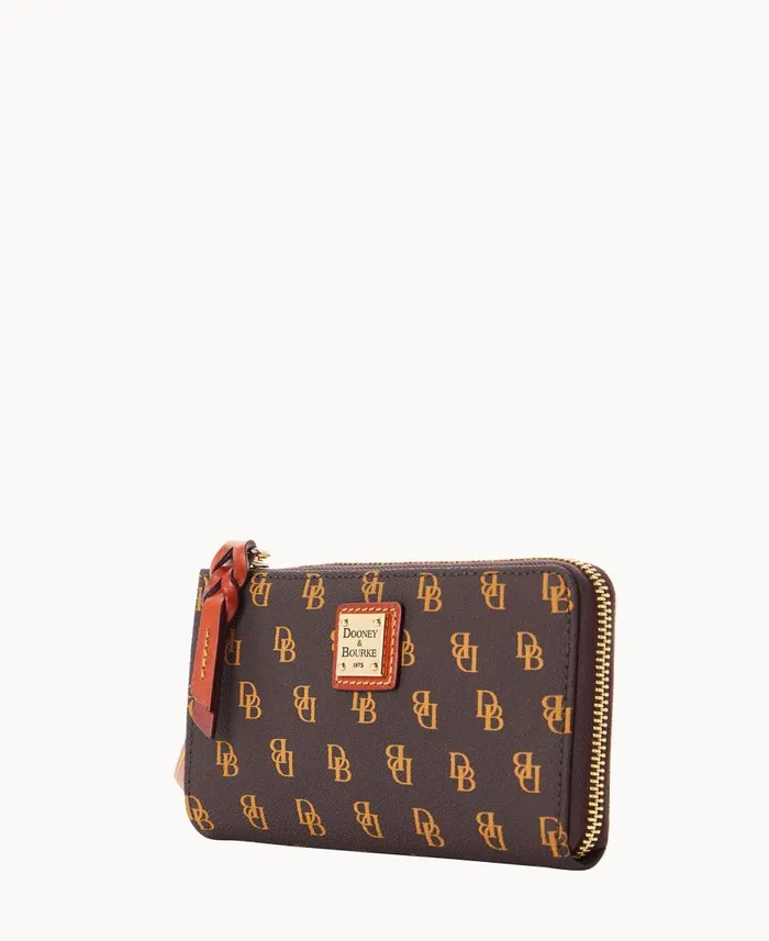 Dooney and Bourke Wallets Gretta Folded Zip Wristlet Brown Tmoro 8211 WomenMen